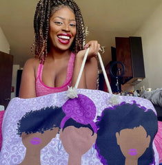 Wrapped in purple Beach Tote