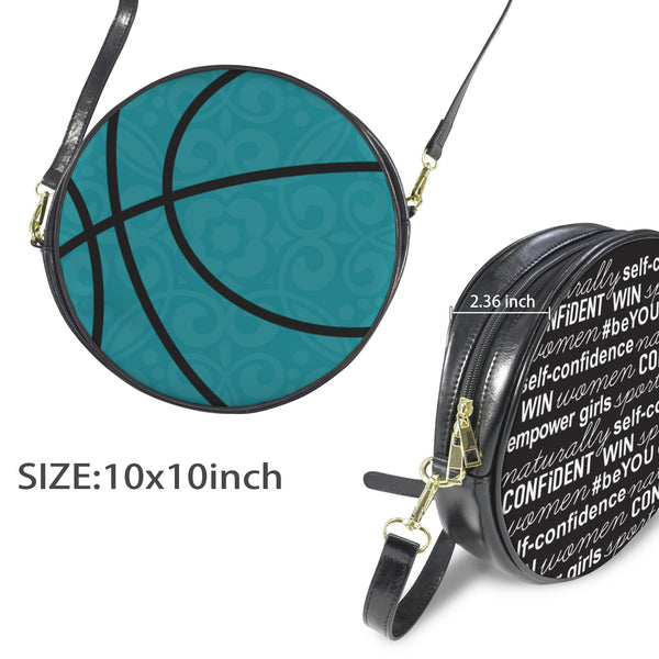 Basketball (teal) round crossbody - Large