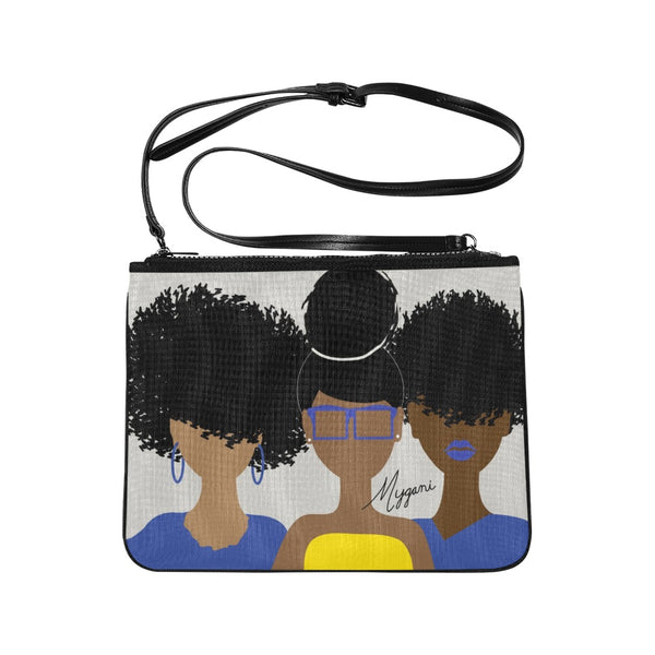Curly Girl Trio (Blue/Yellow) Laptop Bag/Crossbody/Clutch