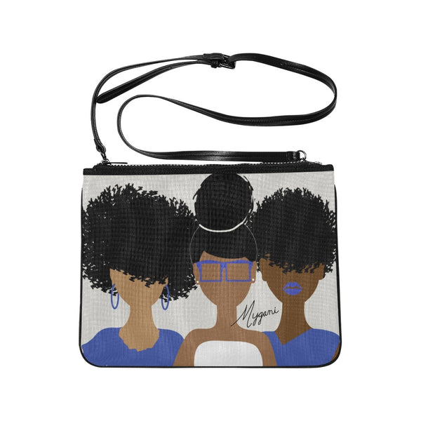 Curly Girl Trio (Blue/White) Laptop Bag/Crossbody/Clutch
