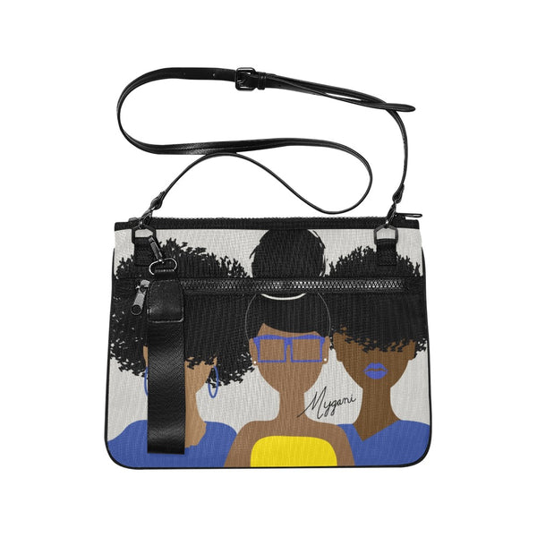 Curly Girl Trio (Blue/Yellow) Laptop Bag/Crossbody/Clutch