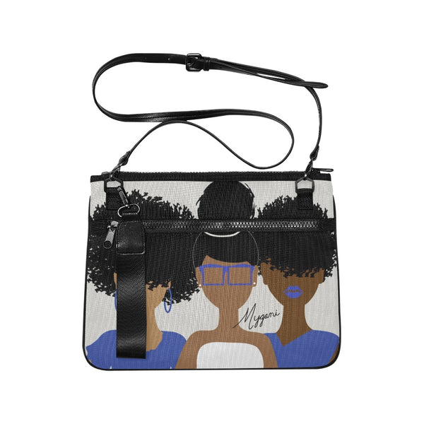 Curly Girl Trio (Blue/White) Laptop Bag/Crossbody/Clutch